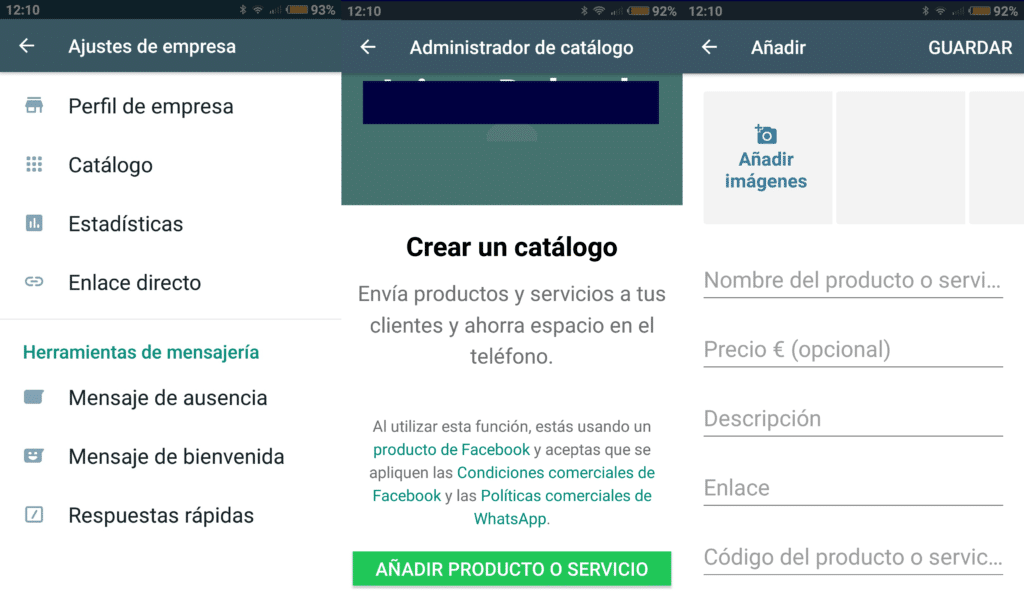 Añade productos al catalogo de tu whatsapp business